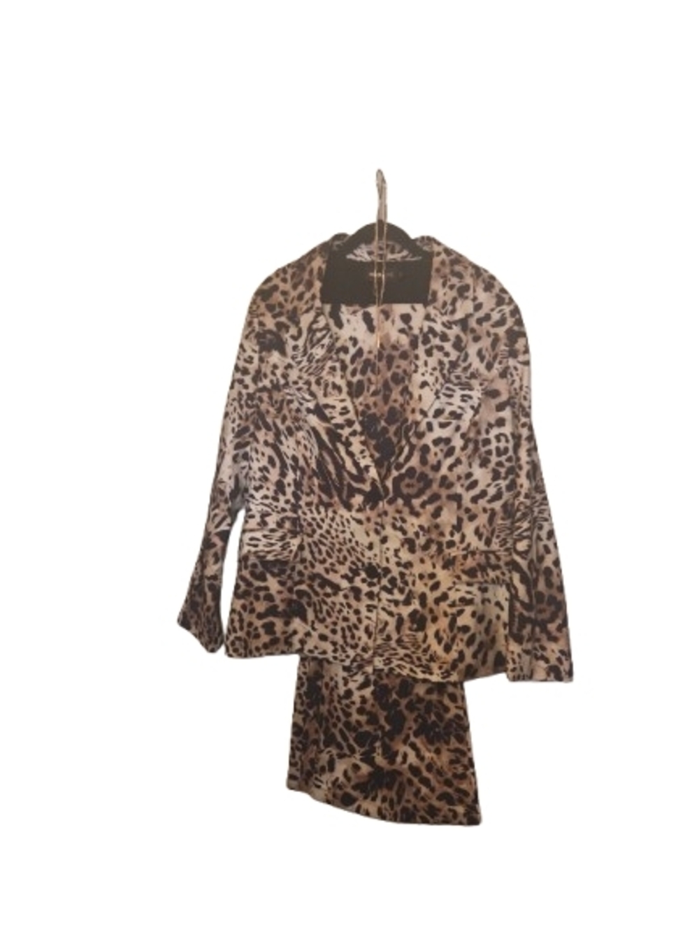 Fashionnova Plus Size Leopard Print Blazer & Wide-Leg Pants Set - Brown/Black - Picture 2 of 3